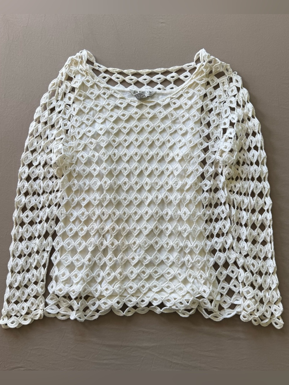 Vintage John Paul Richard Open Weave Crochet Layered Top